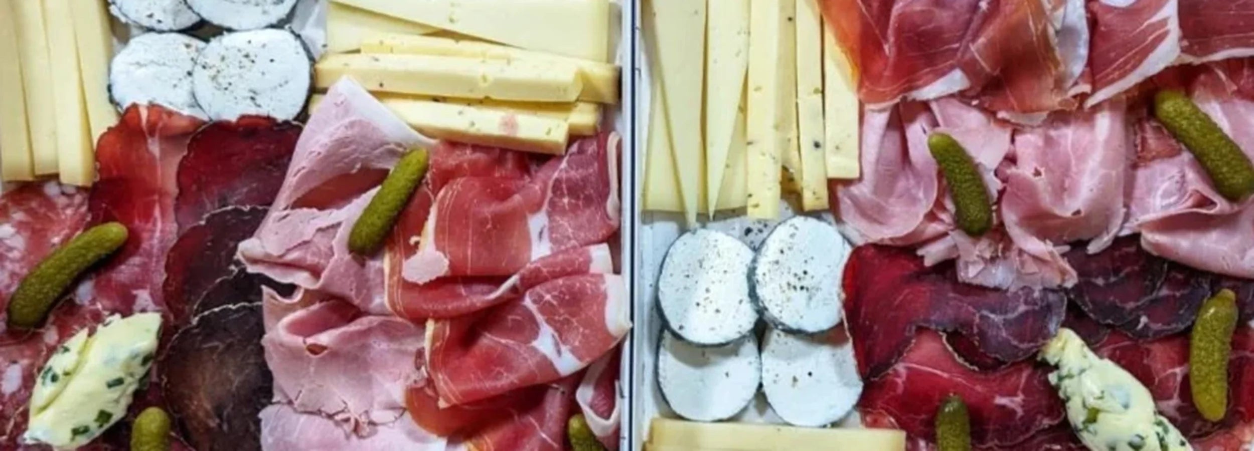 Plateaux apéritifs FFA garnis de charcuteries fines, fromages et cornichons — service traiteur artisanal pour apéritif dînatoire gourmand.